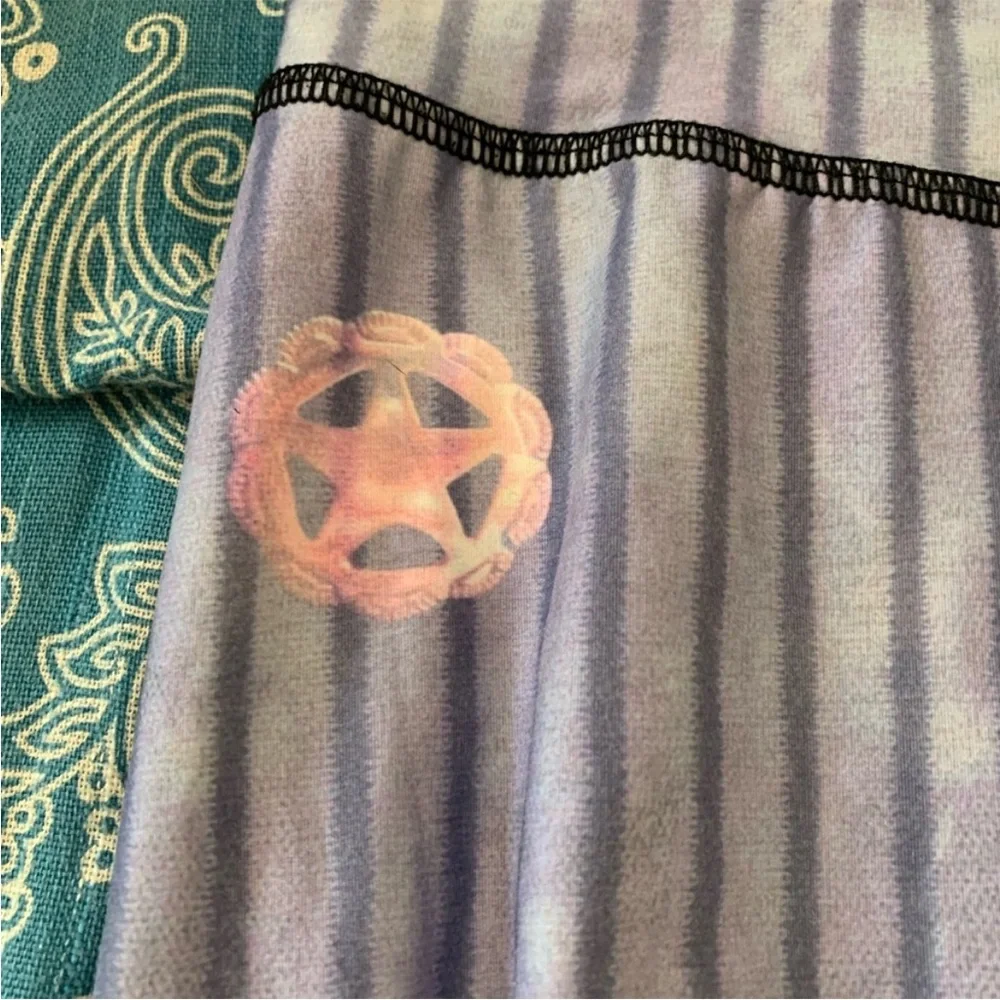 Teeki Tribe Blue Striped Leggings “Hot Pants” w/matching leg warmers - Picture 6 of 10